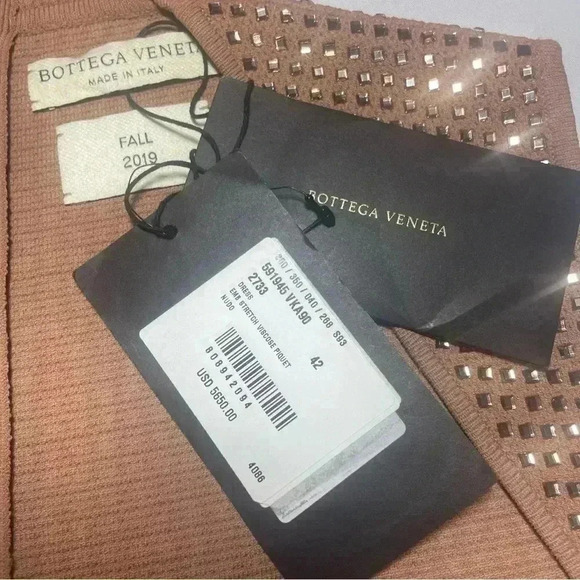 Bottega Veneta Turtleneck Sweater Dress 42 6 S Cut Out Midi Embellished $5650 - Picture 2 of 16